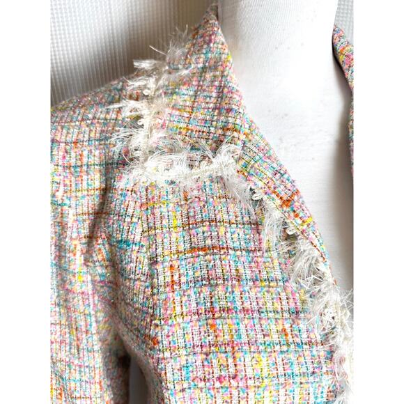 Vintage Newport News Sz 12 Pastel Tweed 2 Pc Suit Fringe Y2K Legally Blonde - Picture 9 of 16